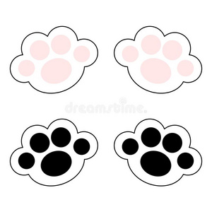 猫爪子照片腿脚偶像放置和粉红色的和黑的垫.