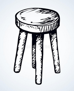 木制的圆形的凳子.矢量绘画照片