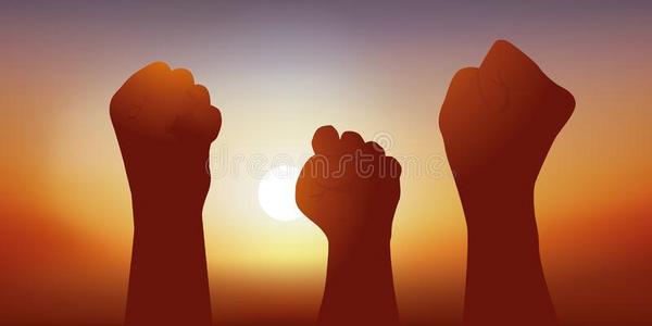 一手势象征指已提到的人胜利关于贸易同盟对手采用一照片