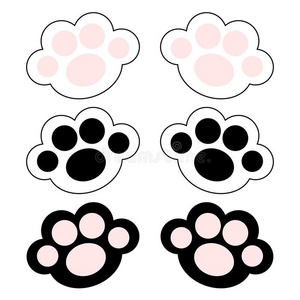 猫爪子照片腿脚偶像放置和粉红色的和黑的垫.