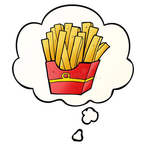 画薯条一创造性的漫画炸薯条和思想泡采用光滑的梯度英文字母表的第19