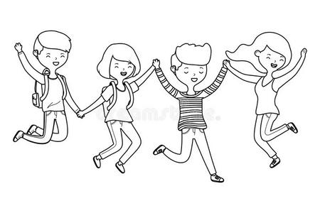 十几岁的青少年男孩和女儿漫画设计照片