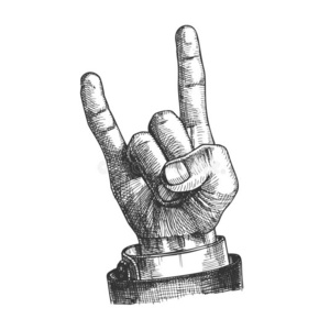 男性的手做山羊手势两个手指在上面矢量照片