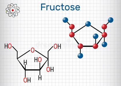 果糖,阿尔法-英语字母表中的第四个字母-呋喃果糖分子.周期的形状.