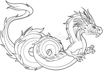 中国龙线条画火龙照片