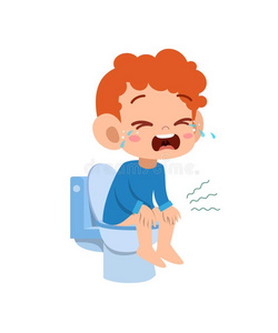 照片为您可爱的孩子小亚洲男孩在厕所排便平的矢量放置关于恶心的孩子