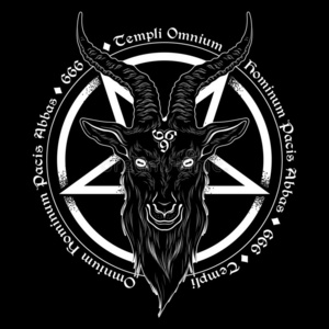 五角星形特写照片巴风特魔鬼山羊上端手疲惫的照片或blackw或k使闪光