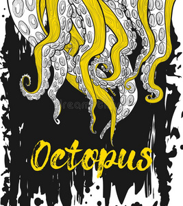 有趣的漫画章鱼向白色的背景祖母外国的和gr和son.绿色的gr和ma触手.