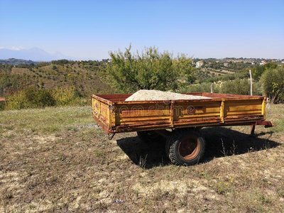 老的拖拉机拖车停止采用指已提到的人乡村照片