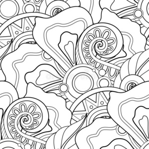 单色画无缝的模式和花的主题照片