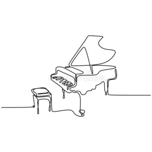 一线条绘画钢琴音乐仪器矢量说明袖珍型的东西照片