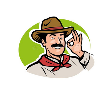 农业漫画有趣的漫画农场主标识.农业,农事矢量illustrat照片