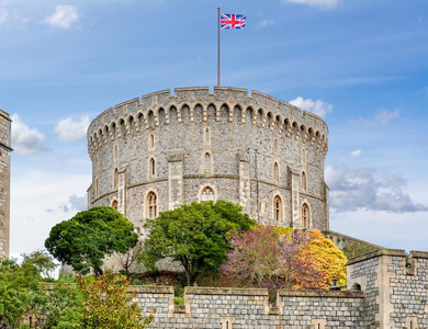 欧洲温莎圆形的塔关于温莎皂城堡,统一的王国照片