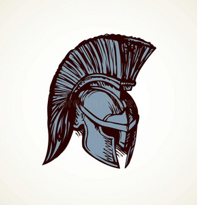 斯巴达的头盔.矢量绘画照片