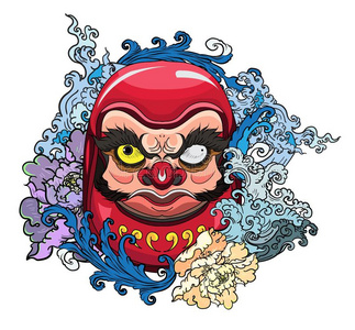 日本人达摩吉祥娃娃木偶矢量为文身和照片.照片