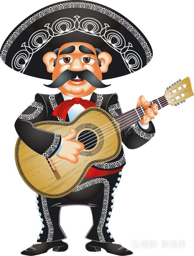 墨西哥人音乐家演奏吉他