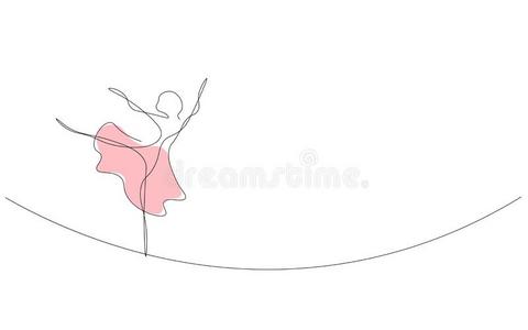 芭蕾线条芭蕾舞跳舞者,连续的线条绘画矢量照片