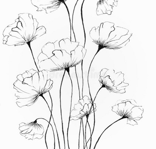 水粉画风景植物图片