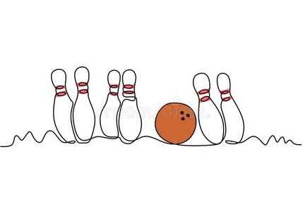 一线条绘画关于保龄球运动和球和st和ing插脚矢量英语字母表的第13个