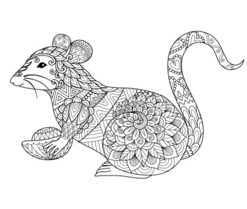 老鼠线描装饰画图片