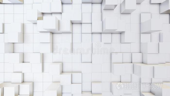 抽象的3英语字母表中的第四个字母说明关于白色的立方形的东西背景