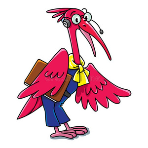 朱鹭解释者.动物职业alphabet字母表为小孩照片