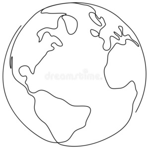 一线条方式世界.最小的方式球地球绘画.简单的照片