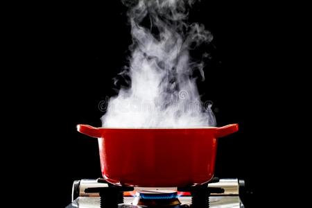 炉平底锅为冒热气的,蒸汽,背景材料,照片