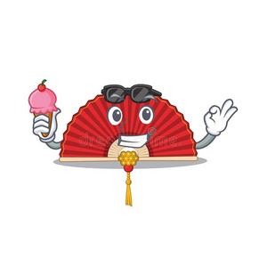 折叠扇子漫画吉祥物feature的现在分词形式中国人可折叠的扇子和冰