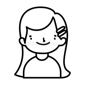 漂亮的小的女孩幸福的漫画性格浓的线条照片