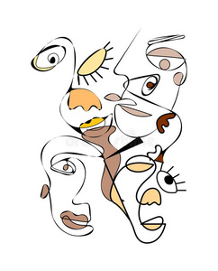 五抽象的面容num.一线条绘画.肖像米利斯蒂照片