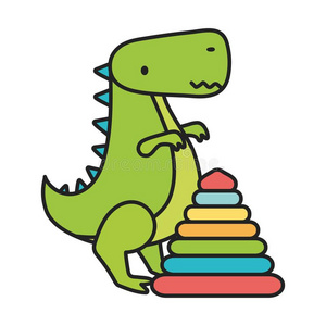 恐龙小孩小孩玩具,塑料制品金字塔和绿色的恐龙玩具s照片