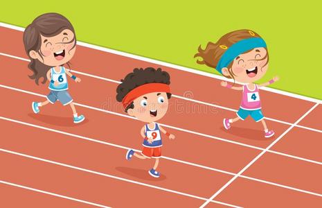 小的孩子们跑步在外面照片