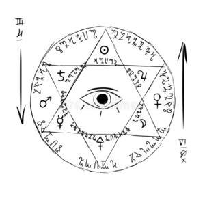 六尖的星和全部的因为眼睛五角星形矢量illustrati照片