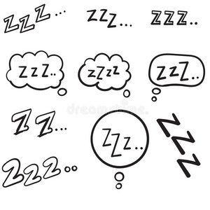 表示打鼾声或睡着了的符号睡象征反对票说明和手绘心不在焉地乱写乱画