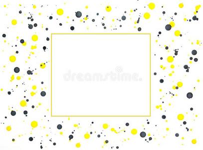 黄色的和灰色水彩溅起向白色的背景和耶洛照片