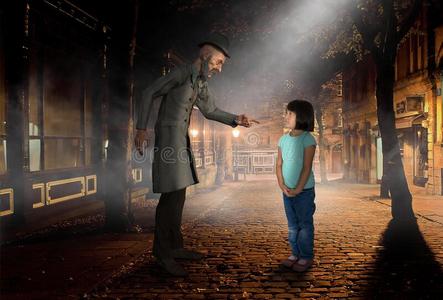 陌生人,女孩,城市大街,危险照片