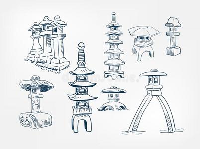 日本花园灯笼图片-日本花园灯笼素材-日本花园灯笼插画-摄图新视界