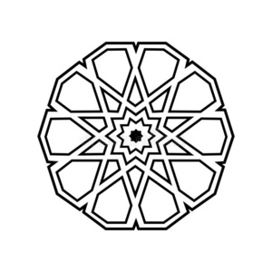 阿拉伯的几何学家绿色的万花筒无缝的边纸卷.