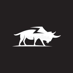 水牛轮廓标识和强大的闪电般的螺栓消极的speciality专业照片