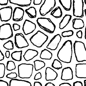 黑白色手绘墙石头手绘无缝的黑的和白色的模式.矢量图解照片