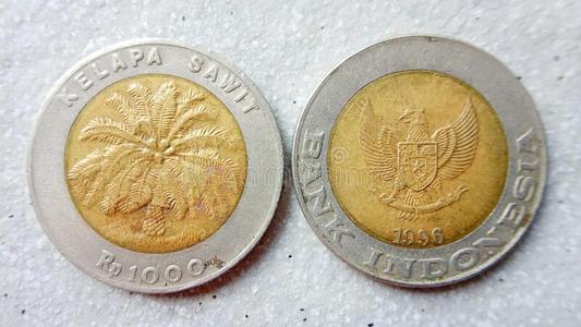 1000印度尼西亚人印尼的货币单位硬币.照片