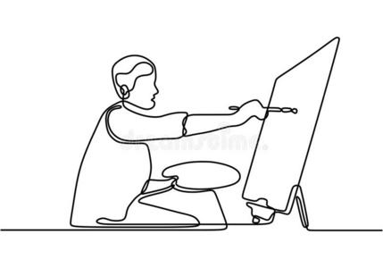 一男人起立绘画一一照片