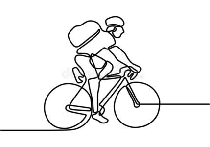 h一ppy连续的线条绘画关于骑自行车的人骑马一自行车.