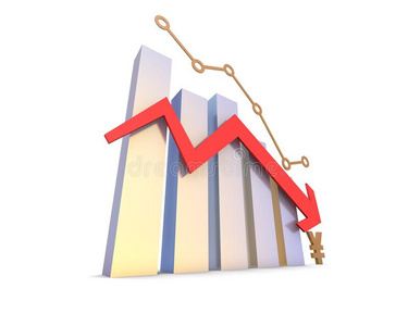 财政的经济的下降和下降矢,renminbi象征,金融照片