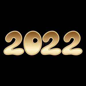 黑字体书法2022手书面的金色的字体隔离的向黑的背景照片