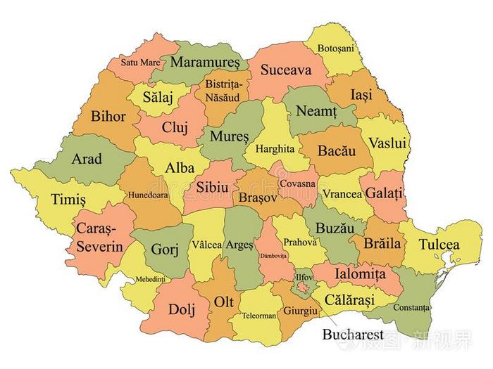 郡地图关于罗马尼亚