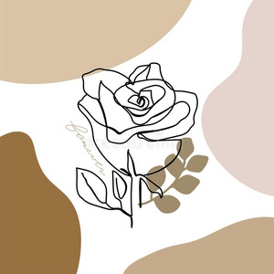 一线条玫瑰花和彩色粉笔情况和lettisc拉脱维亚的照片