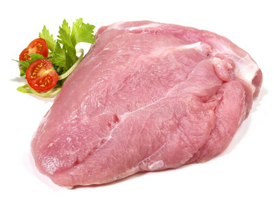 好的肉-生的火鸡乳房向白色的背景照片