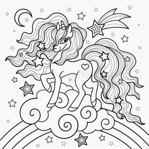 美丽的彩虹独角兽.黑的和白色的.矢量照片